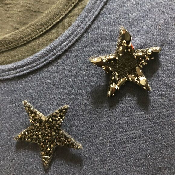 TIE Back Split top Cut Put Neck Top 2 embellished removable accent stars  NWT - Picture 4 of 14